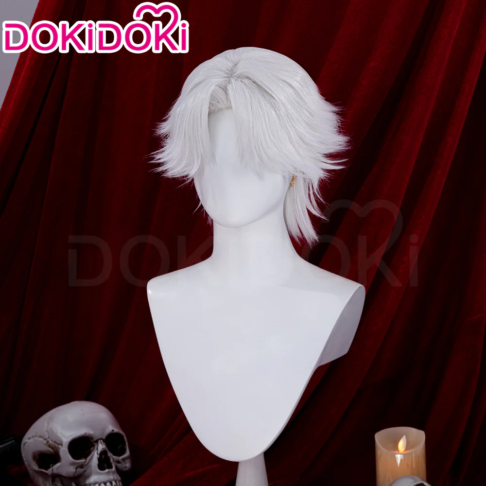 【Ready For Ship】DokiDoki Game Cosplay Wig / Necklace Short Straight Dark / Light Grey Men Hair - Image 8