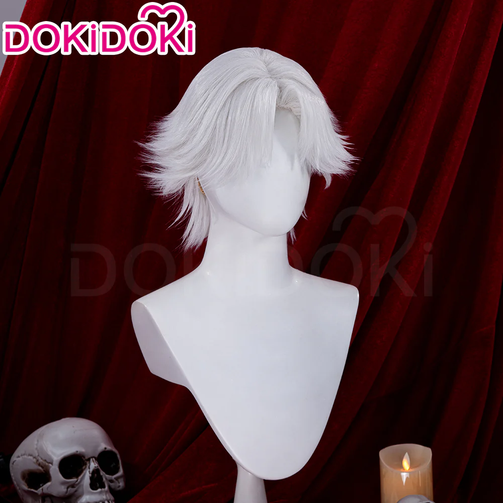 【Ready For Ship】DokiDoki Game Cosplay Wig / Necklace Short Straight Dark / Light Grey Men Hair - Image 9