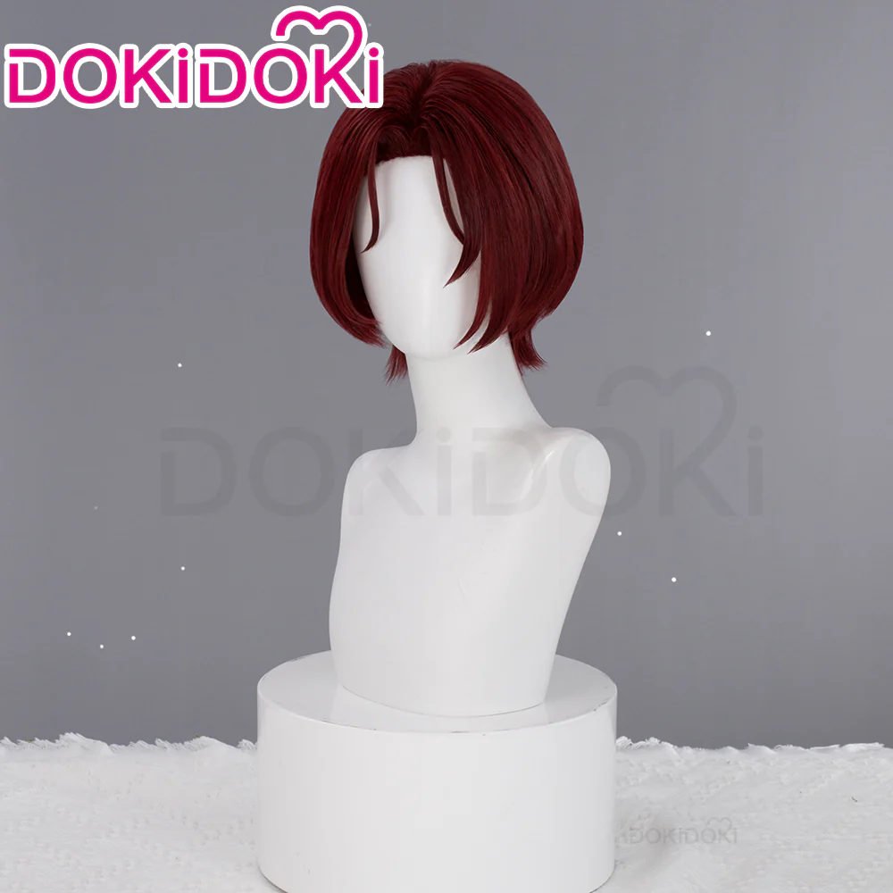 【Ready For Ship】DokiDoki Game Cosplay Main Character Wig Short Straight Red Hair - Image 3