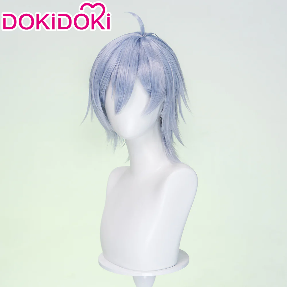 DokiDoki Game Cosplay Wig Short Straight Silver Hair - Image 2