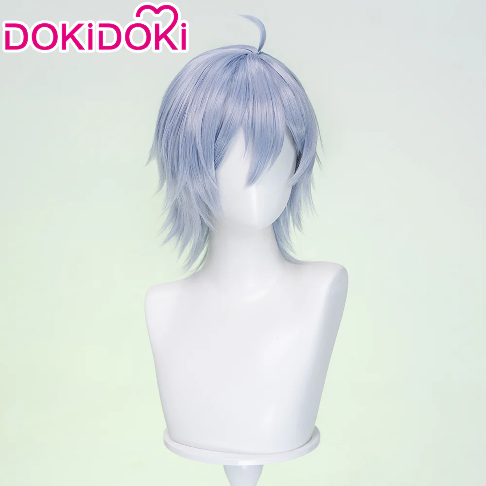 DokiDoki Game Cosplay Wig Short Straight Silver Hair - Image 3
