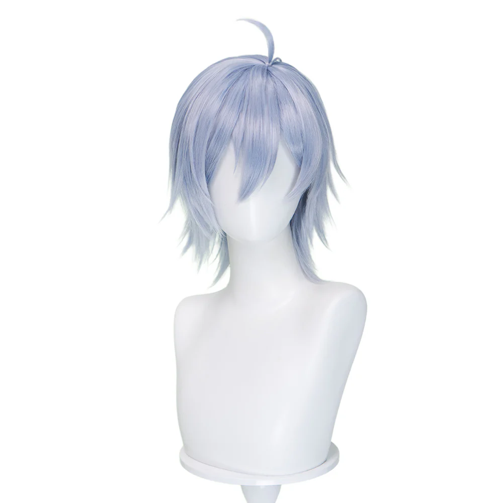 DokiDoki Game Cosplay Wig Short Straight Silver Hair - Image 5