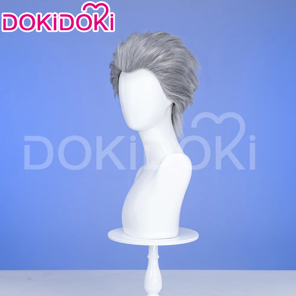 【Ready For Ship】DokiDoki Game Cosplay Wig Short Straight Silver Hair - Image 2