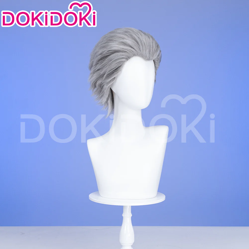 【Ready For Ship】DokiDoki Game Cosplay Wig Short Straight Silver Hair - Image 3