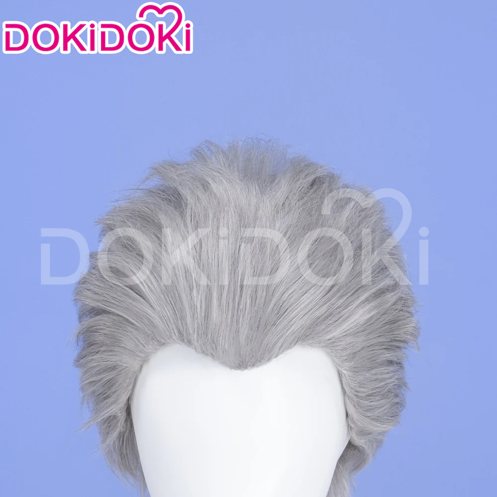 【Ready For Ship】DokiDoki Game Cosplay Wig Short Straight Silver Hair - Image 4
