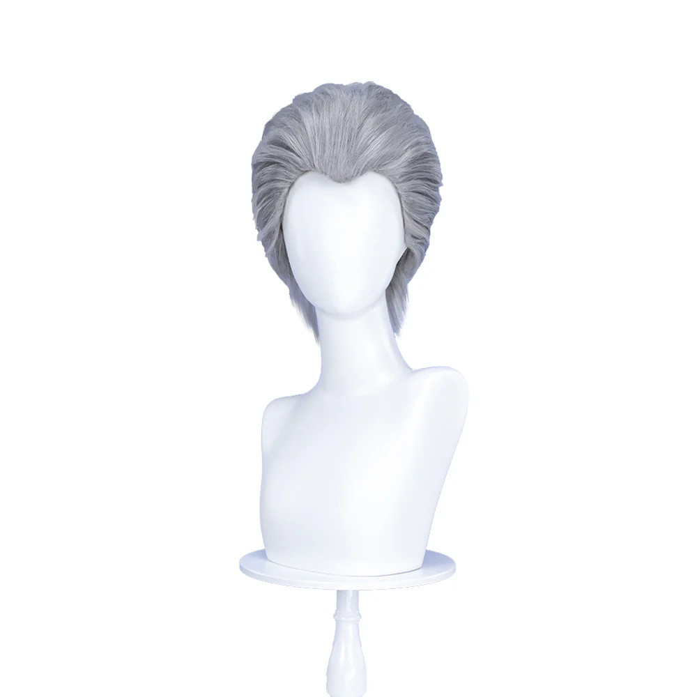 【Ready For Ship】DokiDoki Game Cosplay Wig Short Straight Silver Hair - Image 5
