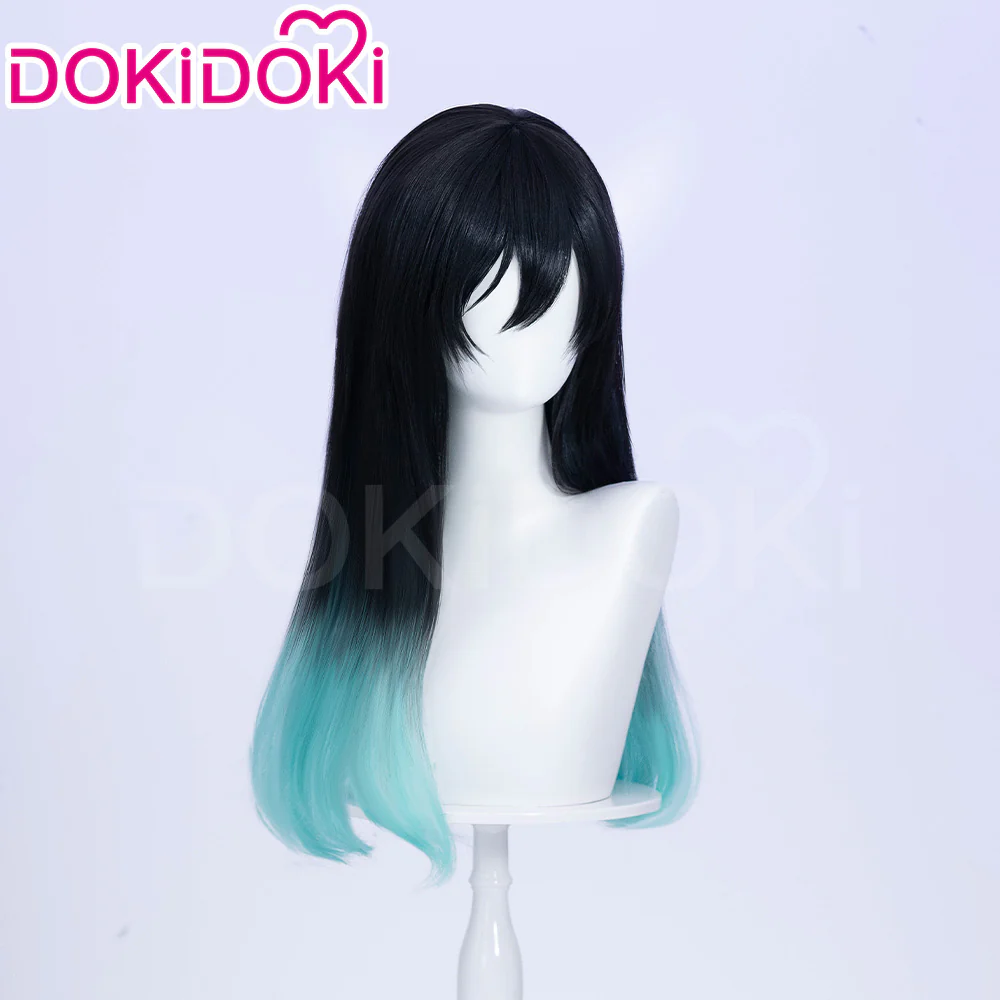 【 Ready For Ship】DokiDoki Game Cosplay Wig Short Straight White Black Green Gradient Hair x LE SSERAFIM - Image 6