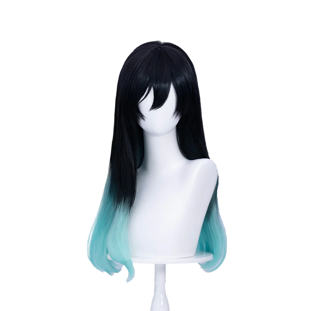 【 Ready For Ship】DokiDoki Game Cosplay Wig Short Straight White Black Green Gradient Hair x LE SSERAFIM - Image 8