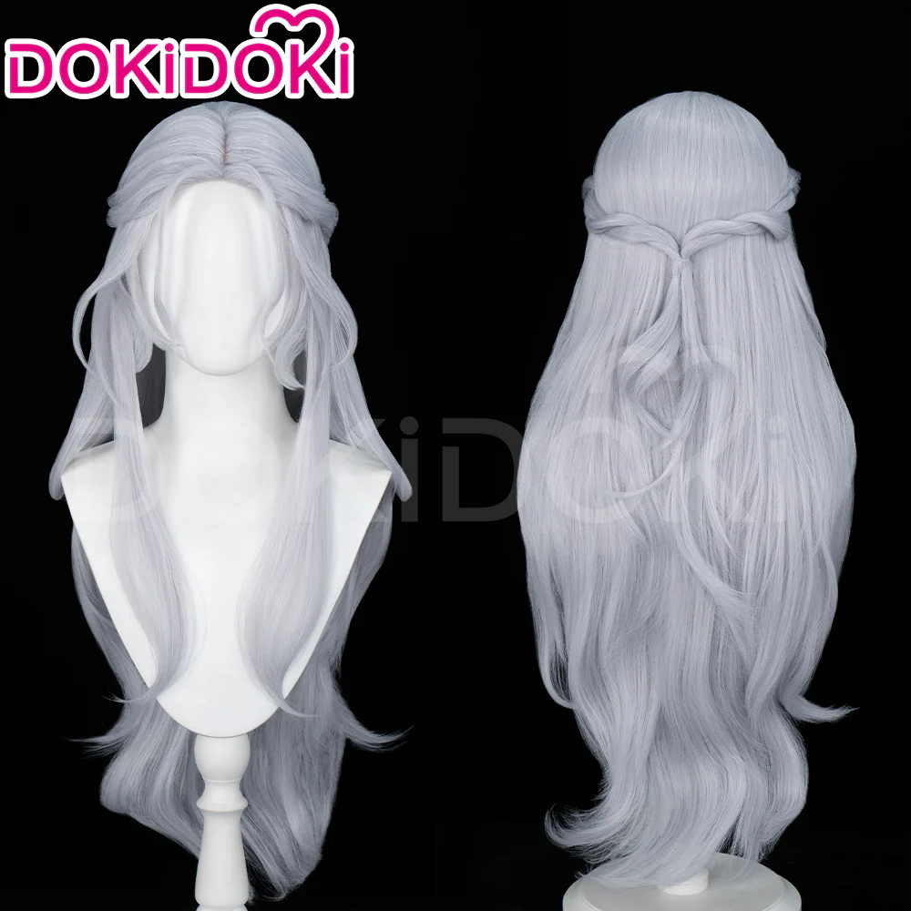 【Ready For Ship】DokiDoki Game Cosplay Wig White Center Parted Long Curly Hair