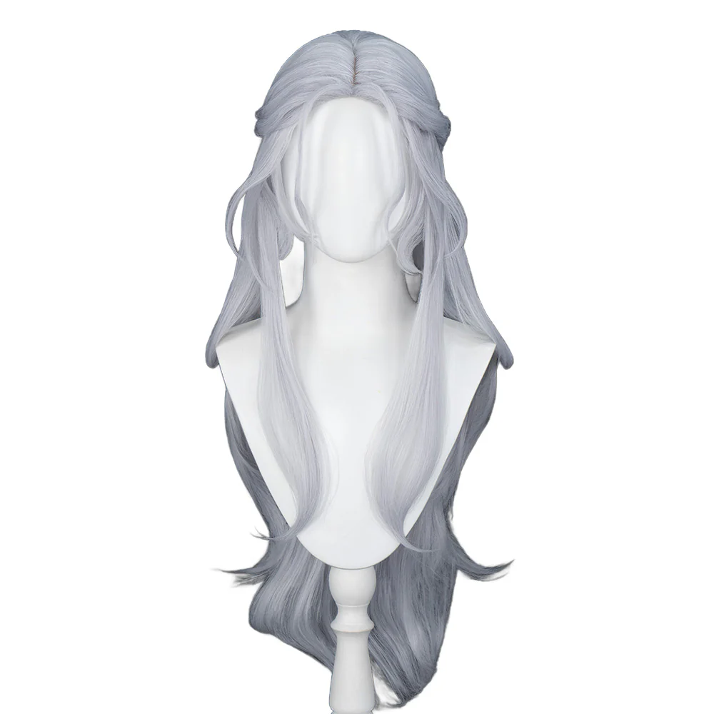 【Ready For Ship】DokiDoki Game Cosplay Wig White Center Parted Long Curly Hair - Image 2