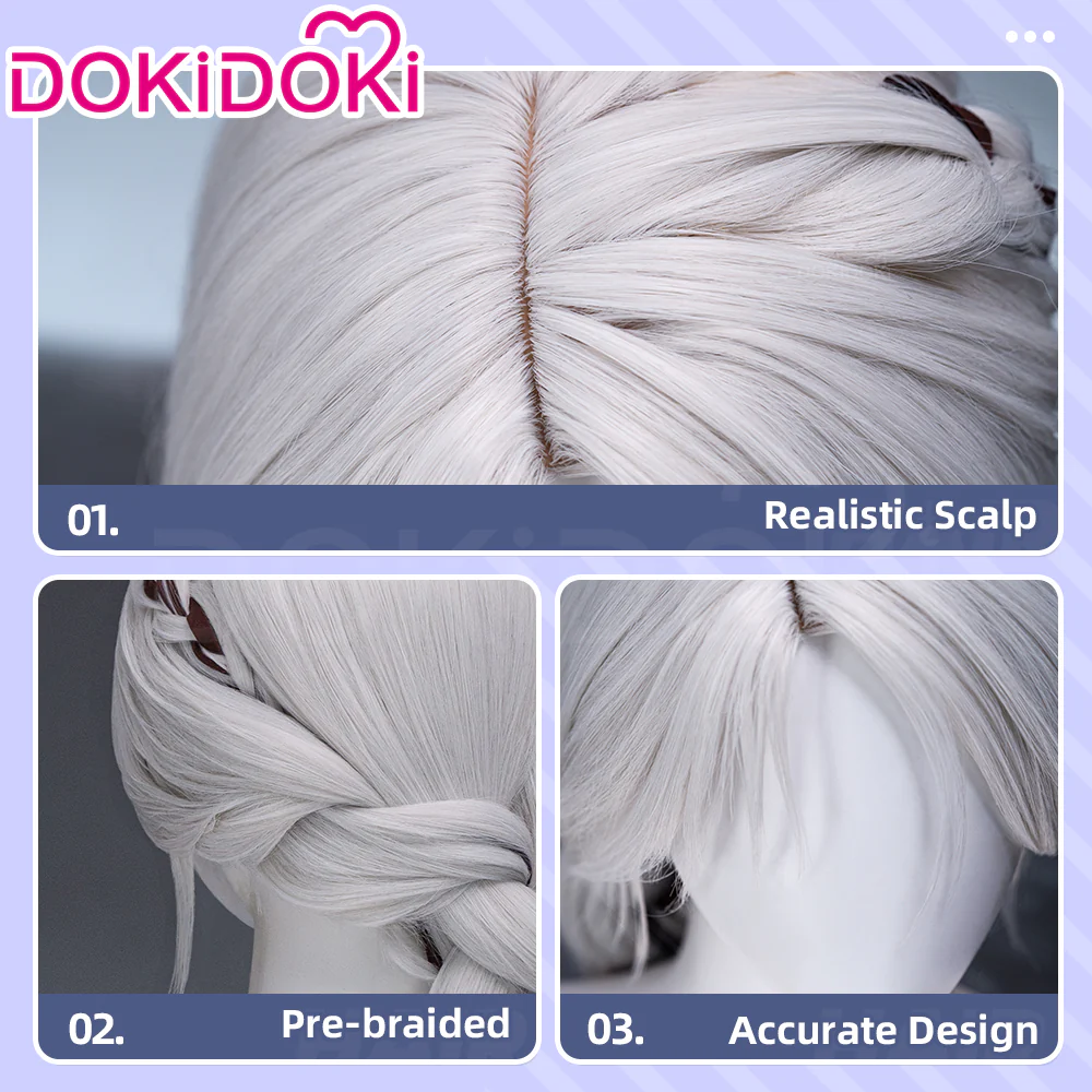 【Ready For Ship】DokiDoki Game Cosplay Wig White Long Hair Female - Image 4