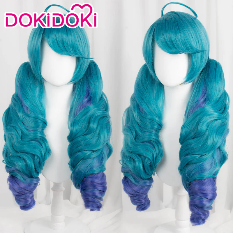 【Ready For Ship】DokiDoki Game Cosplay Wig Women Long Curly Blue Purple Wig