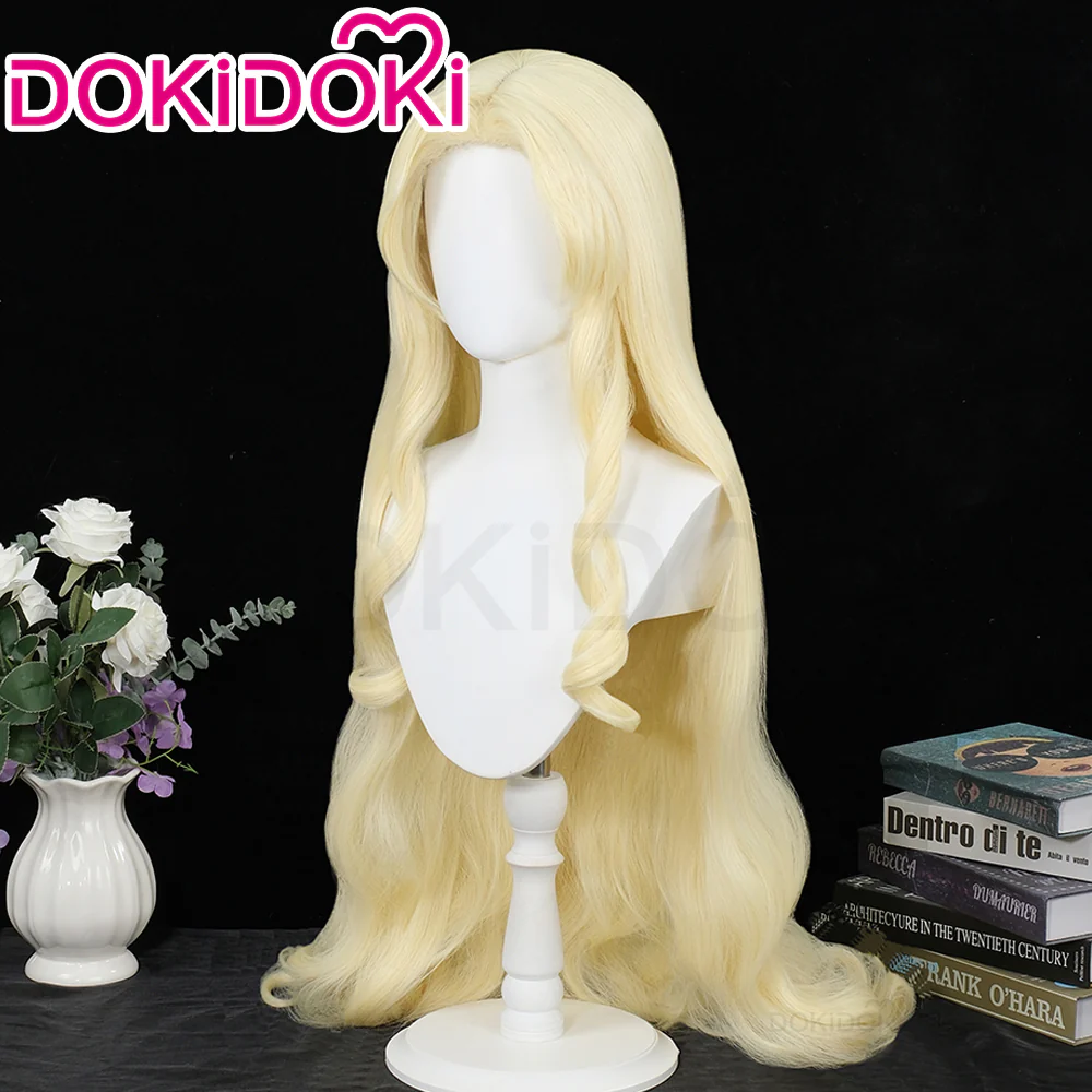 【Ready For Ship】DokiDoki Game Cosplay Wig Women Long Yellow Elegant Curly Hair - Image 2