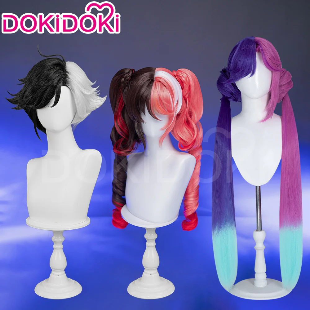 【Partially Ready For Ship】DokiDoki Game Cosplay Wig Short Black White Purple Pink Hair