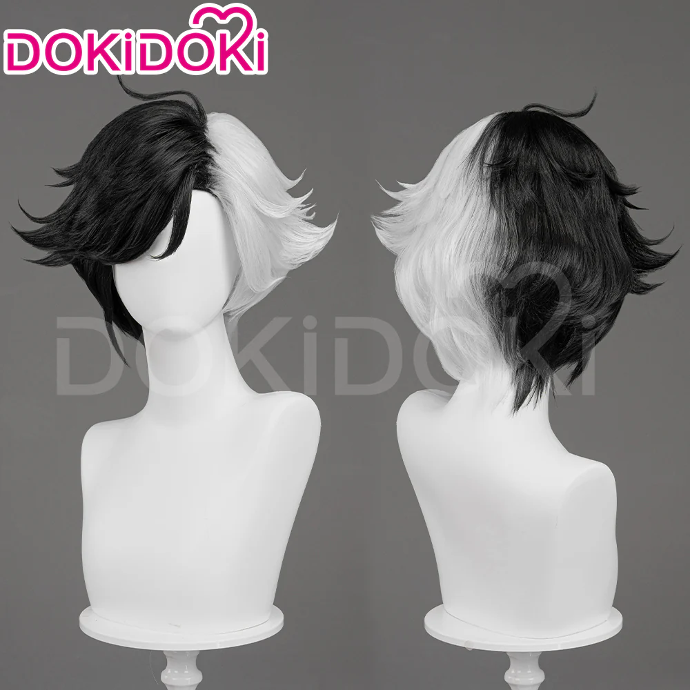 【Partially Ready For Ship】DokiDoki Game Cosplay Wig Short Black White Purple Pink Hair - Image 2