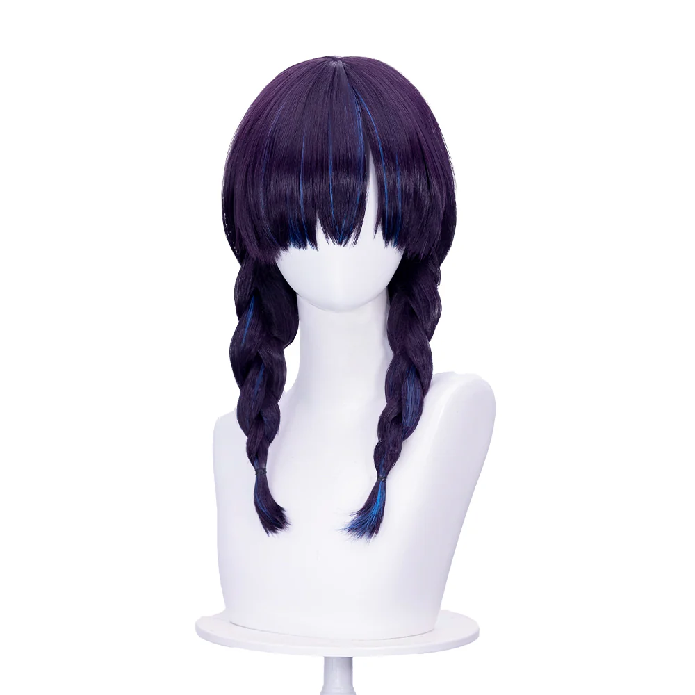 【Ready For Ship】DokiDoki Game Cosplay Woman Wig Long Straight Black Purple Vengeance Skin Blood Kariudo Daring Daifuku - Image 16