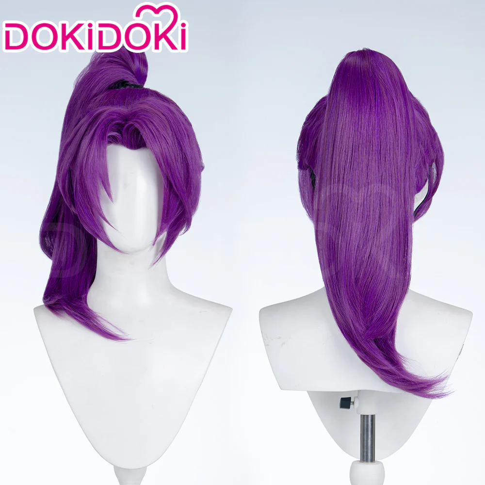 【Ready For Ship】DokiDoki Game Cosplay Woman Wig Long Straight Black Purple Vengeance Skin Blood Kariudo Daring Daifuku - Image 7
