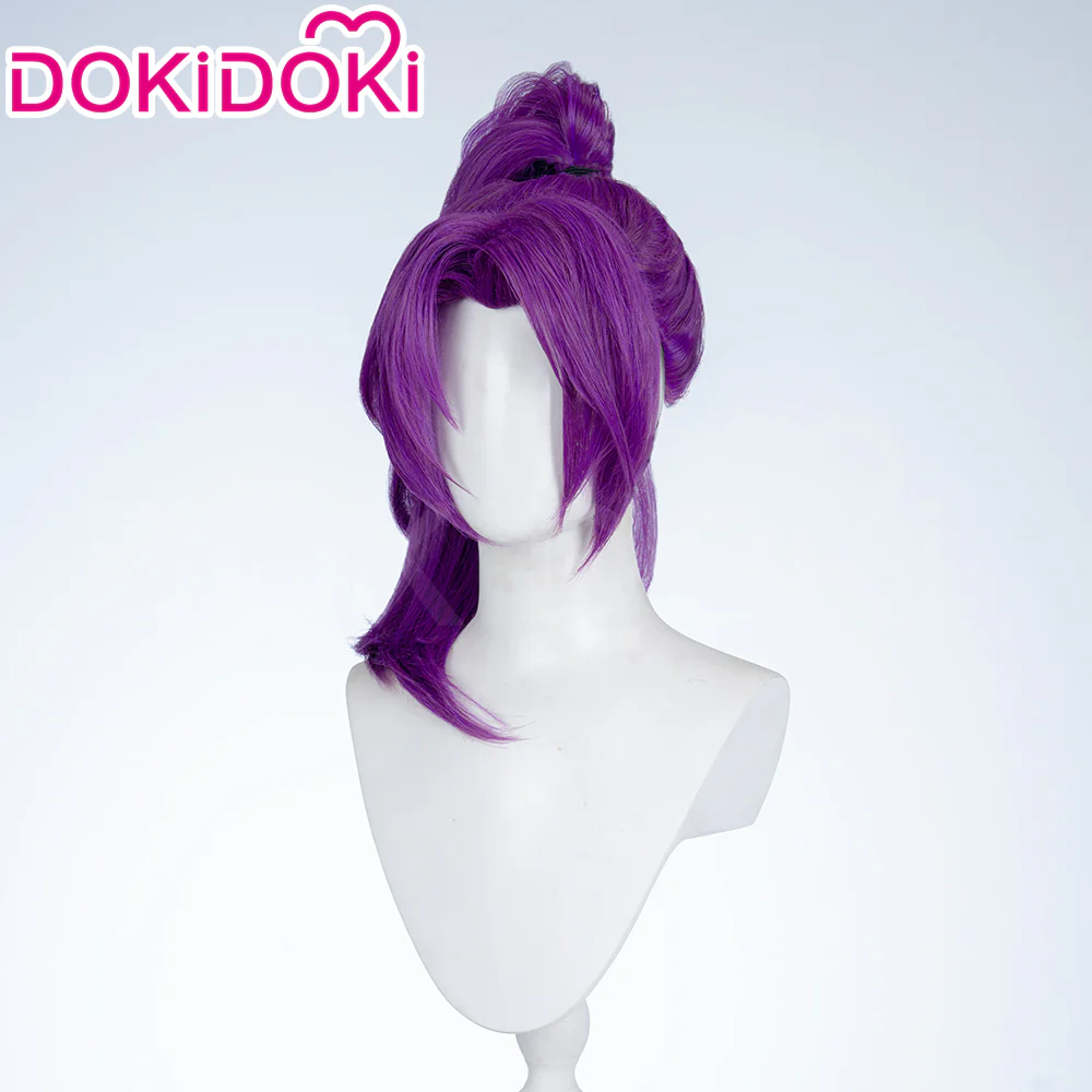 【Ready For Ship】DokiDoki Game Cosplay Woman Wig Long Straight Black Purple Vengeance Skin Blood Kariudo Daring Daifuku - Image 9