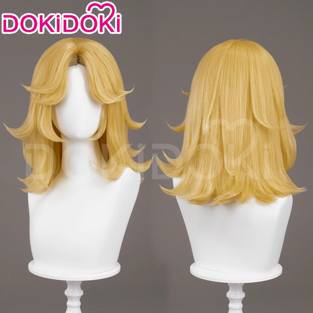 【Yellow Ver. Ready For Ship】Dokidoki Game Cosplay Woman Wig Mid-length Yellow Silver Hair Malice Skin - Image 2