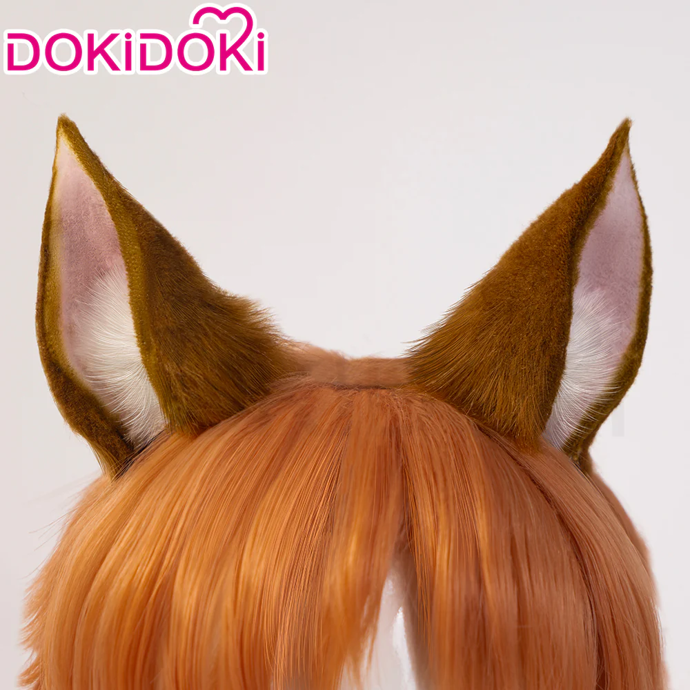 【Wig Ready For Ship】DokiDoki Game Cosplay Woman Sqquirrel Girrl Wig / Ear / Tail Short Curly Orange Hair - Image 8