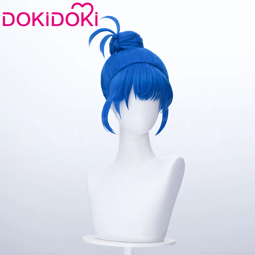 【Ready For Ship】DokiDoki Game Cosplay Women Wig Blue Hair Buns x LE SSERAFIM - Image 3