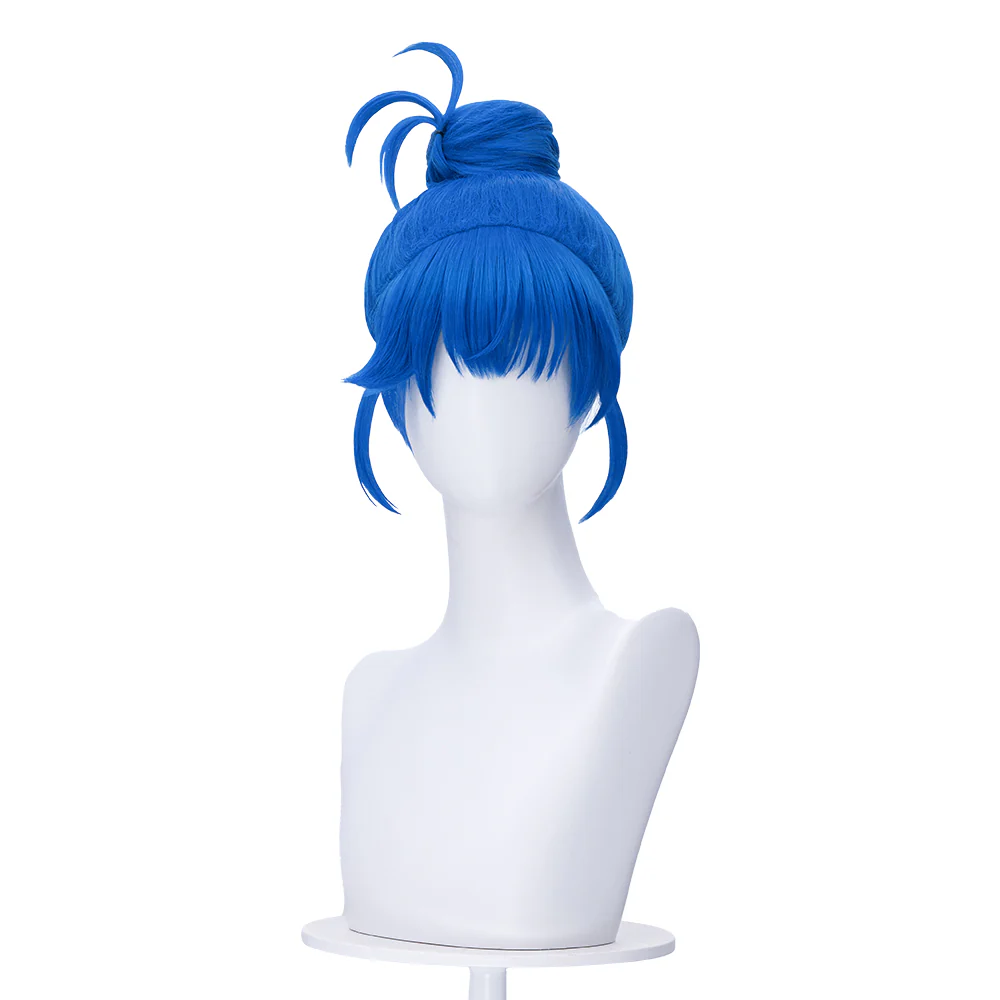 【Ready For Ship】DokiDoki Game Cosplay Women Wig Blue Hair Buns x LE SSERAFIM - Image 5