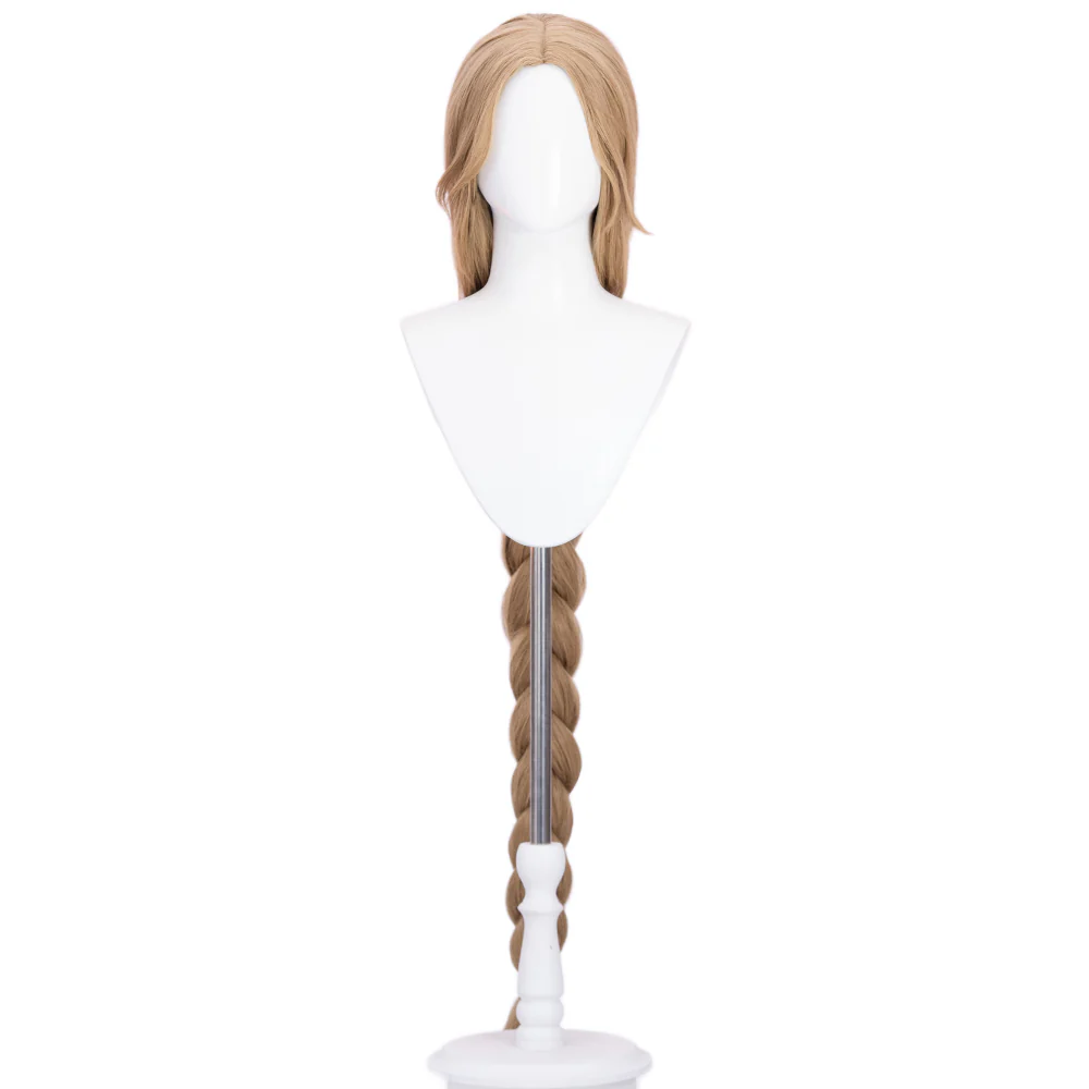 【Ready For Ship】DokiDoki Game Cosplay Women Wig Long Straight Dark Gold Hair Braid - Image 2