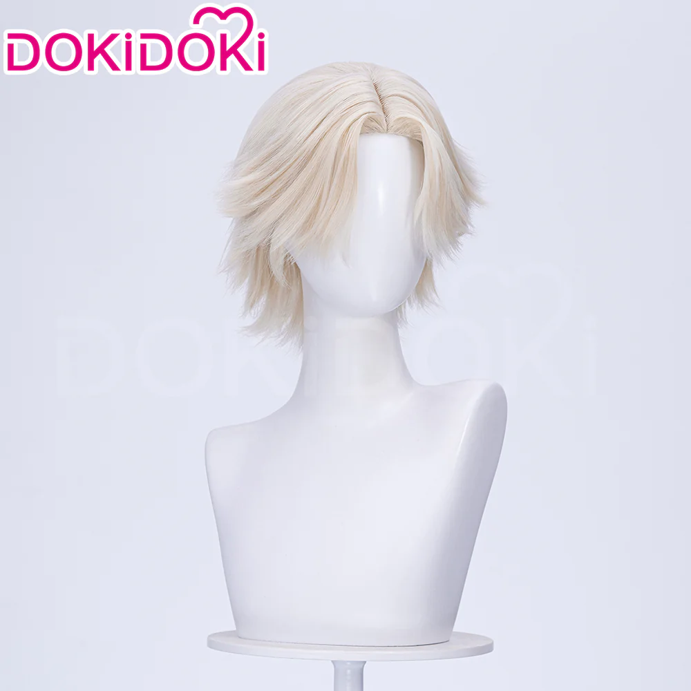 【Ready For Ship】DokiDoki Game Cosplay Women Wig Short Curly Blonde Hair - Image 3