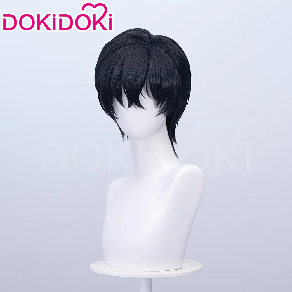 【Ready For Ship】DokiDoki Game Cosplay Men Wig Short Straight Black Hair - Image 2