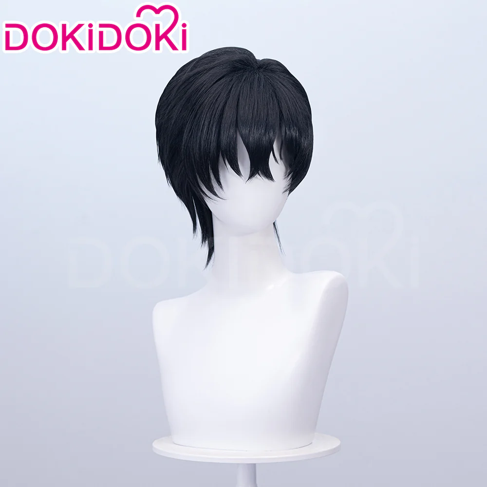 【Ready For Ship】DokiDoki Game Cosplay Men Wig Short Straight Black Hair - Image 3