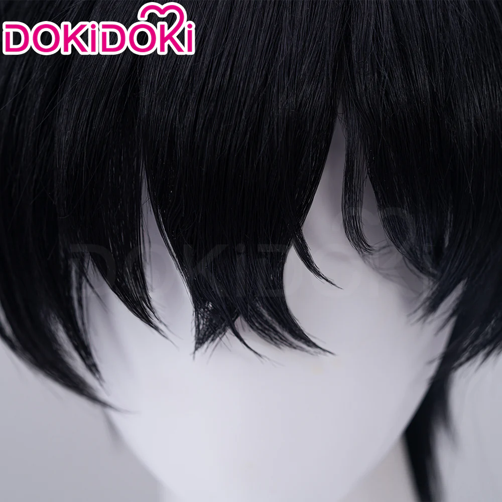 【Ready For Ship】DokiDoki Game Cosplay Men Wig Short Straight Black Hair - Image 4