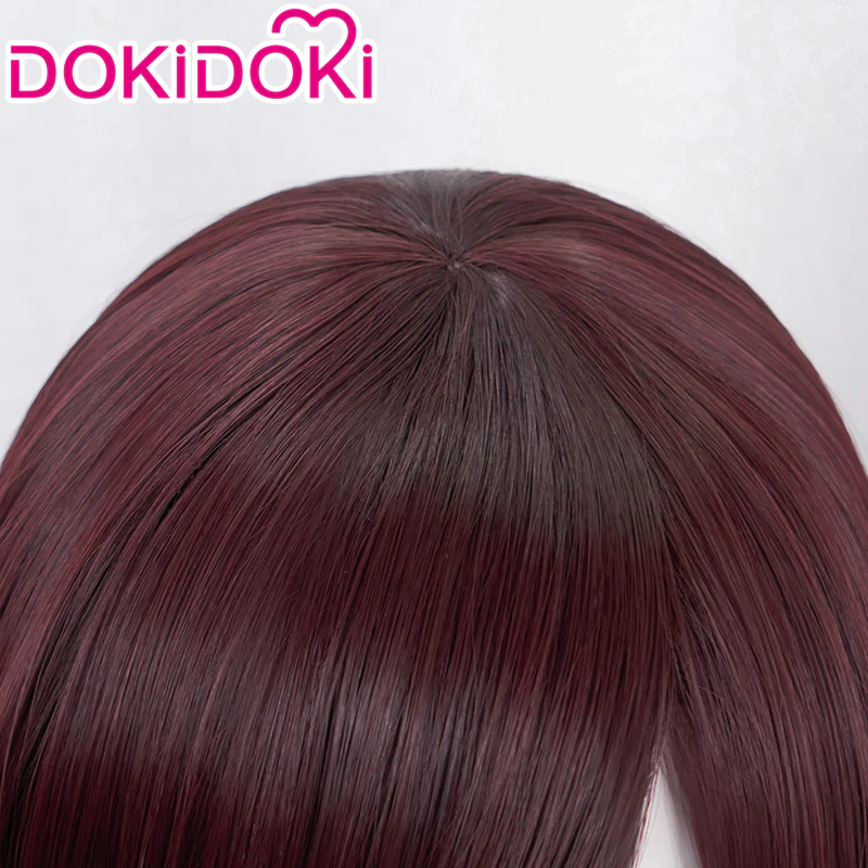 DokiDoki Game CosplayLong Red Brown Straight Wig - Image 3