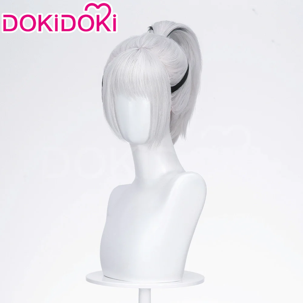 DokiDoki Game Delta Force Cosplay Hackclaw Wig Short Straight Silver Hair Ponytail Mai Xiaowen Mai Xiao Wen - Image 4