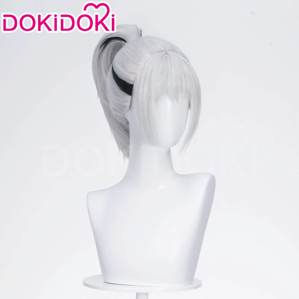 DokiDoki Game Delta Force Cosplay Hackclaw Wig Short Straight Silver Hair Ponytail Mai Xiaowen Mai Xiao Wen - Image 5