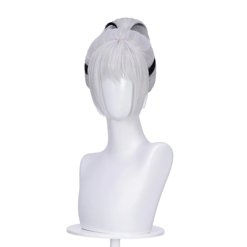 DokiDoki Game Delta Force Cosplay Hackclaw Wig Short Straight Silver Hair Ponytail Mai Xiaowen Mai Xiao Wen - Image 7