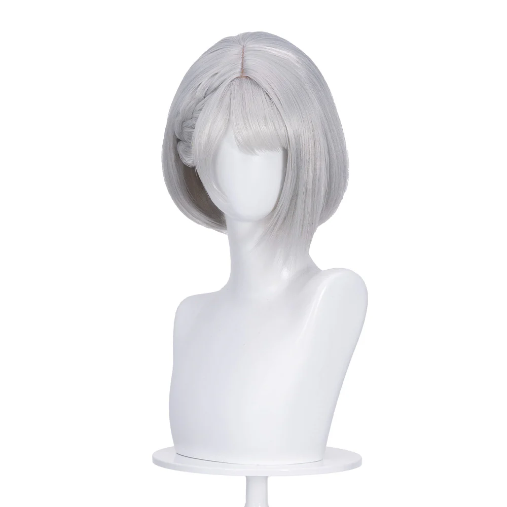 DokiDoki Game Delta Force Cosplay Hackclaw Wig Short Straight Silver Hair Ponytail Mai Xiaowen Mai Xiao Wen - Image 8