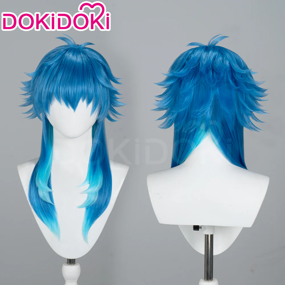【Ready For Ship】DokiDoki Game DRAMAtical Murder Cosplay Seragaki Aoba Wig Long Straight Wig Cyan-Blue Gradient Hair Sly Blue