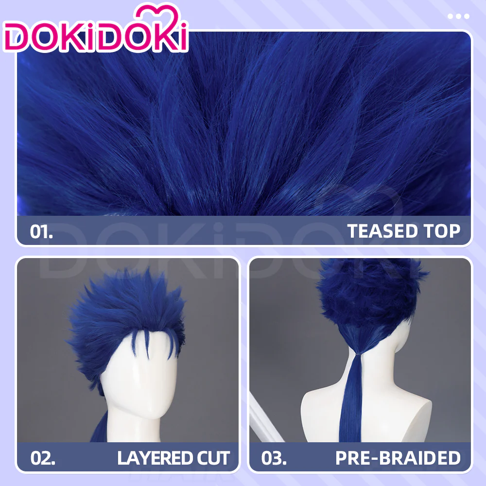 【Ready For Ship】DokiDoki Game Fate/stay night Cosplay Cú Chulainn Wig Long Blue Straight Hair FGO Lancer - Image 4