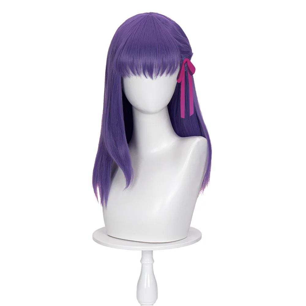 【Ready For Ship】DokiDoki Game Fate/stay night Cosplay Matou Sakura Wig Long Straight Purple Hair - Image 2