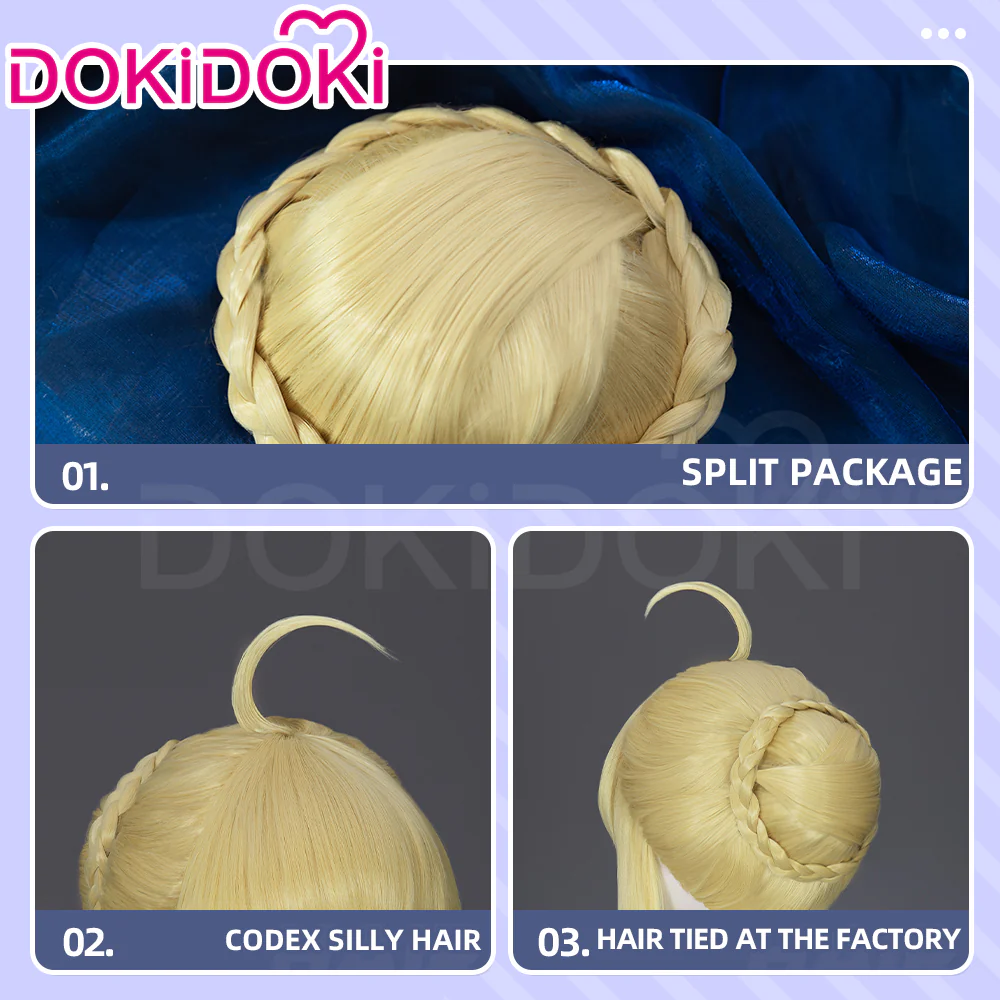 【Ready For Ship】DokiDoki Game Fate/Stay night Cosplay Saber Artoria Pendragon Wig Long Yellow Hair - Image 4