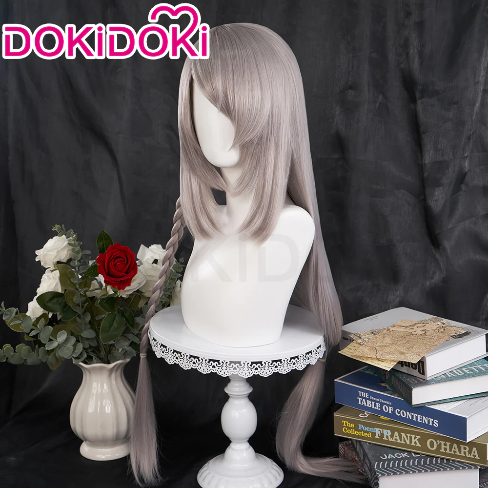 【Ready For Ship】DokiDoki Game Cosplay Jil Warick Cosplay Wig Long Grey Straight Hair - Image 2