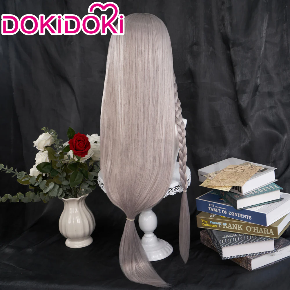 【Ready For Ship】DokiDoki Game Cosplay Jil Warick Cosplay Wig Long Grey Straight Hair - Image 3