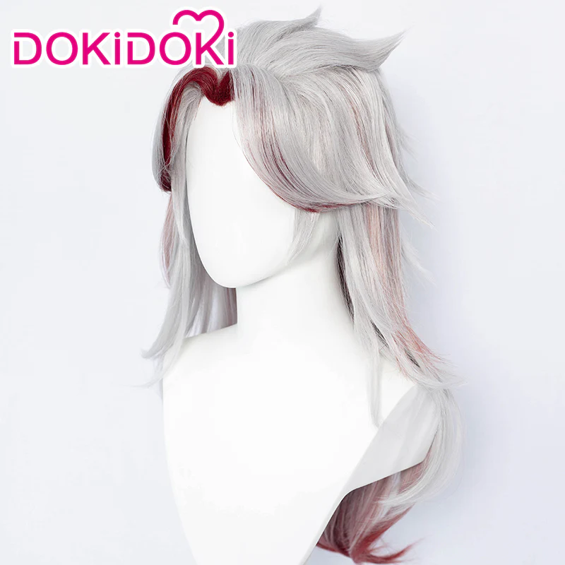 【Ready For Ship】DokiDoki Game Genshin Impact Arataki Itto Cosplay Wig Men Long Silver Red / Horns - Image 3