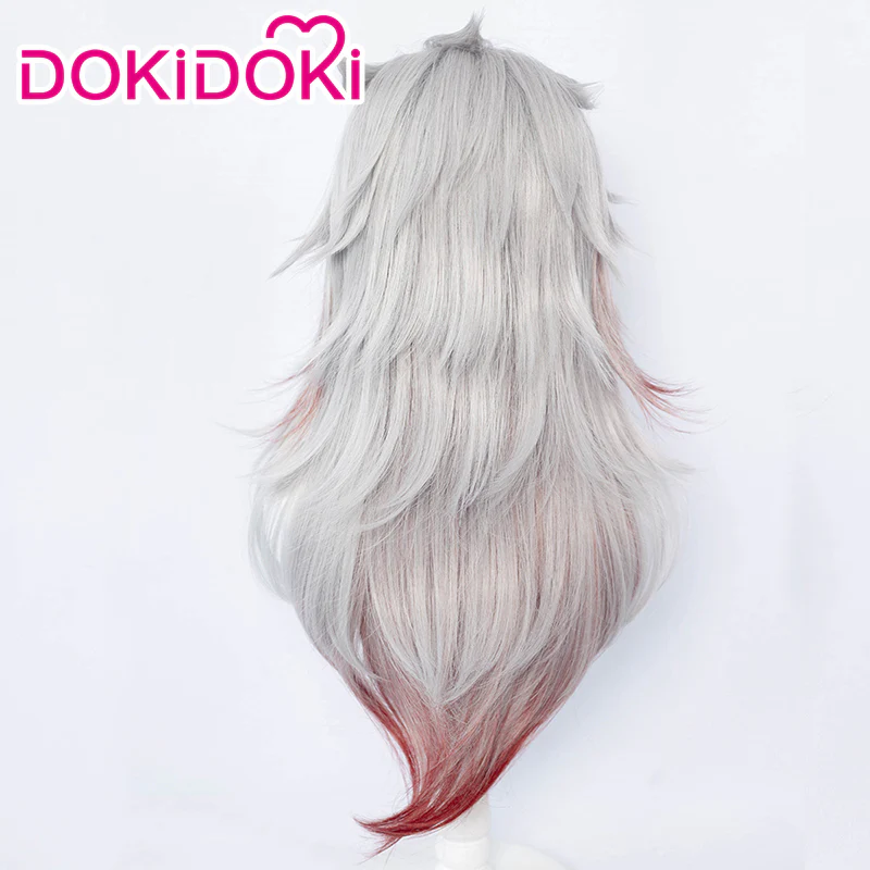 【Ready For Ship】DokiDoki Game Genshin Impact Arataki Itto Cosplay Wig Men Long Silver Red / Horns - Image 4