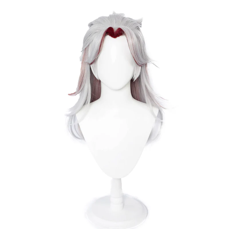 【Ready For Ship】DokiDoki Game Genshin Impact Arataki Itto Cosplay Wig Men Long Silver Red / Horns - Image 5