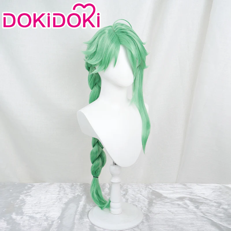 【Ready For Ship】DokiDoki Game Genshin Impact Bai Zhu Cosplay Long Green Curly Wig/ Glasses Baizhu - Image 3