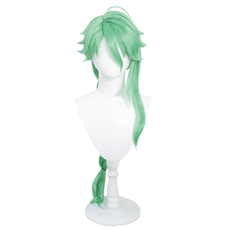 【Ready For Ship】DokiDoki Game Genshin Impact Bai Zhu Cosplay Long Green Curly Wig/ Glasses Baizhu - Image 5