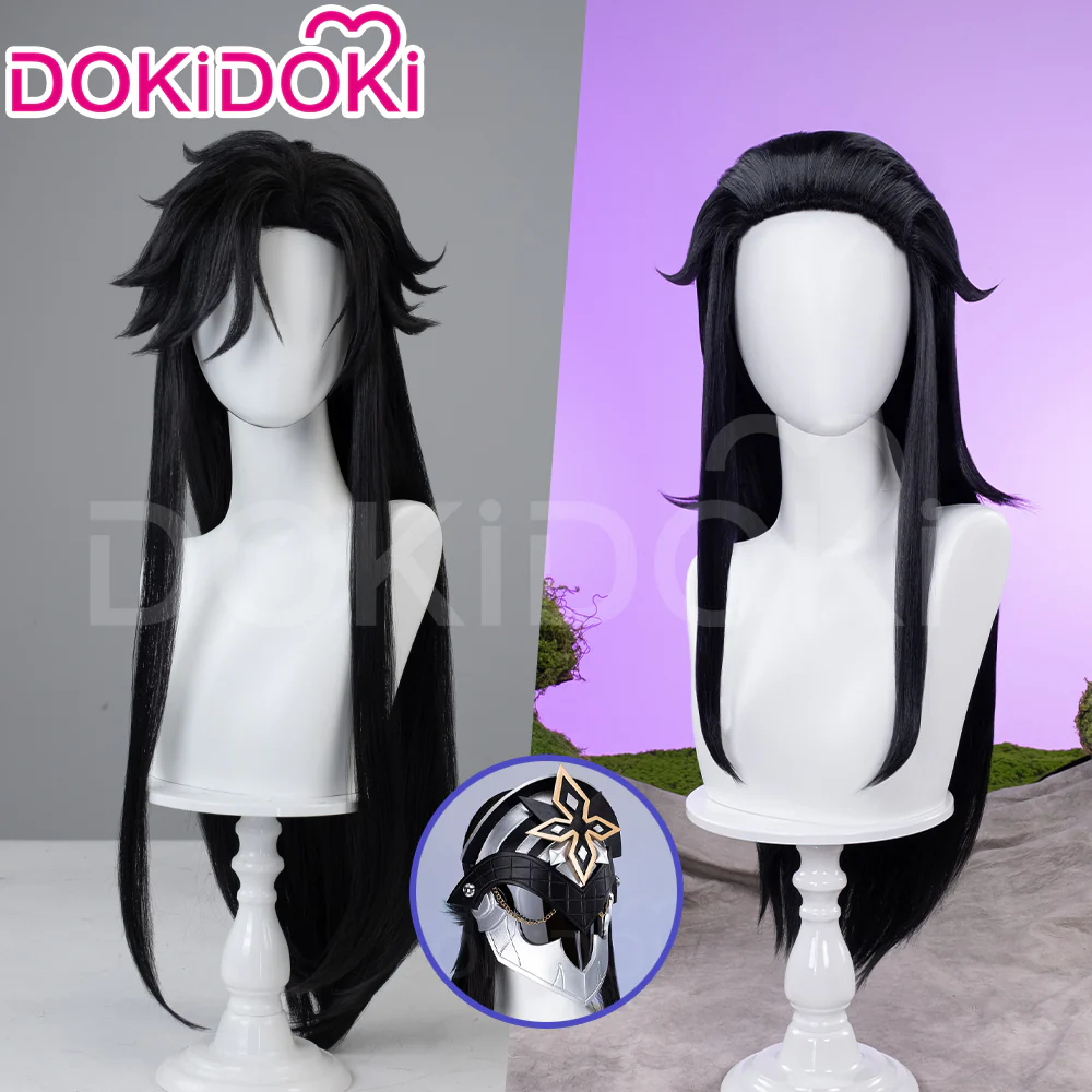 【Ver 1 Ready For Ship】DokiDoki Game Genshin Impact Capitano Cosplay Wig / Mask Long Straight Red Hair Natlan The Captain