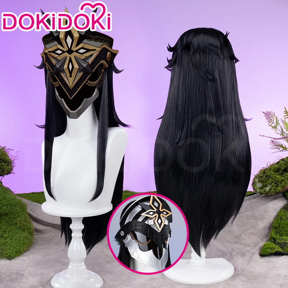 【Ver 1 Ready For Ship】DokiDoki Game Genshin Impact Capitano Cosplay Wig / Mask Long Straight Red Hair Natlan The Captain - Image 2