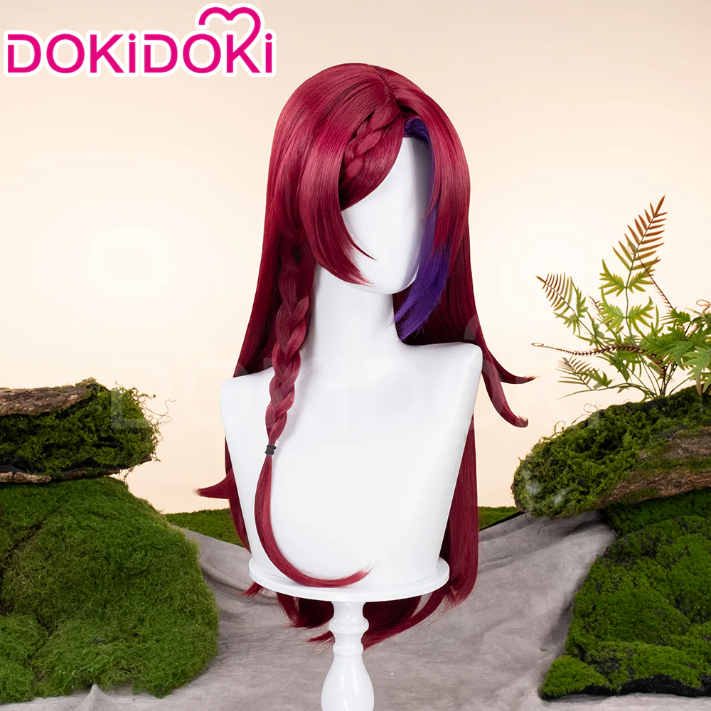 【Ready For Ship】DokiDoki Game Genshin Impact Chasca Cosplay Wig Long Straight Red Hair Natlan - Image 2